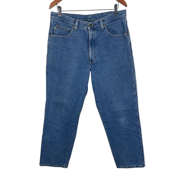 L.L.Bean Other - L.L. Bean Double L Plaid Flannel Lined Jeans Natural Fit Medium Wash Blue 35x30